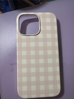 Casetify Pink Gingham Check Phone Case - Soft Pastel Pink & White